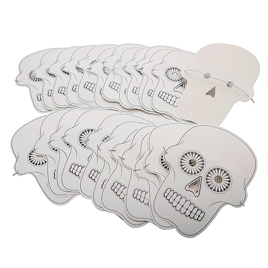 Color-Me™ Sugar Skull Masks (Pack of 24) - sugar skull flower crown