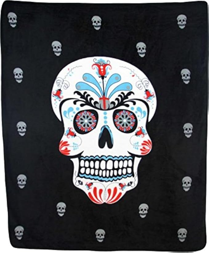 Sugar Skull Halloween Super Soft Throw Blanket - 50x60 Throw Blanket for Bedroom, Living Room, Spring Time, Holidays, Kids, Babies, Adults & Decor, Gifts - sugar skull throw blanket