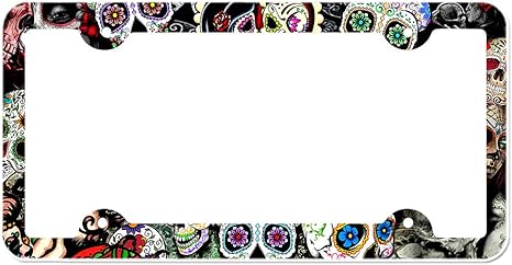 Sugar Skull License Plate Frame - sugar skull plates set