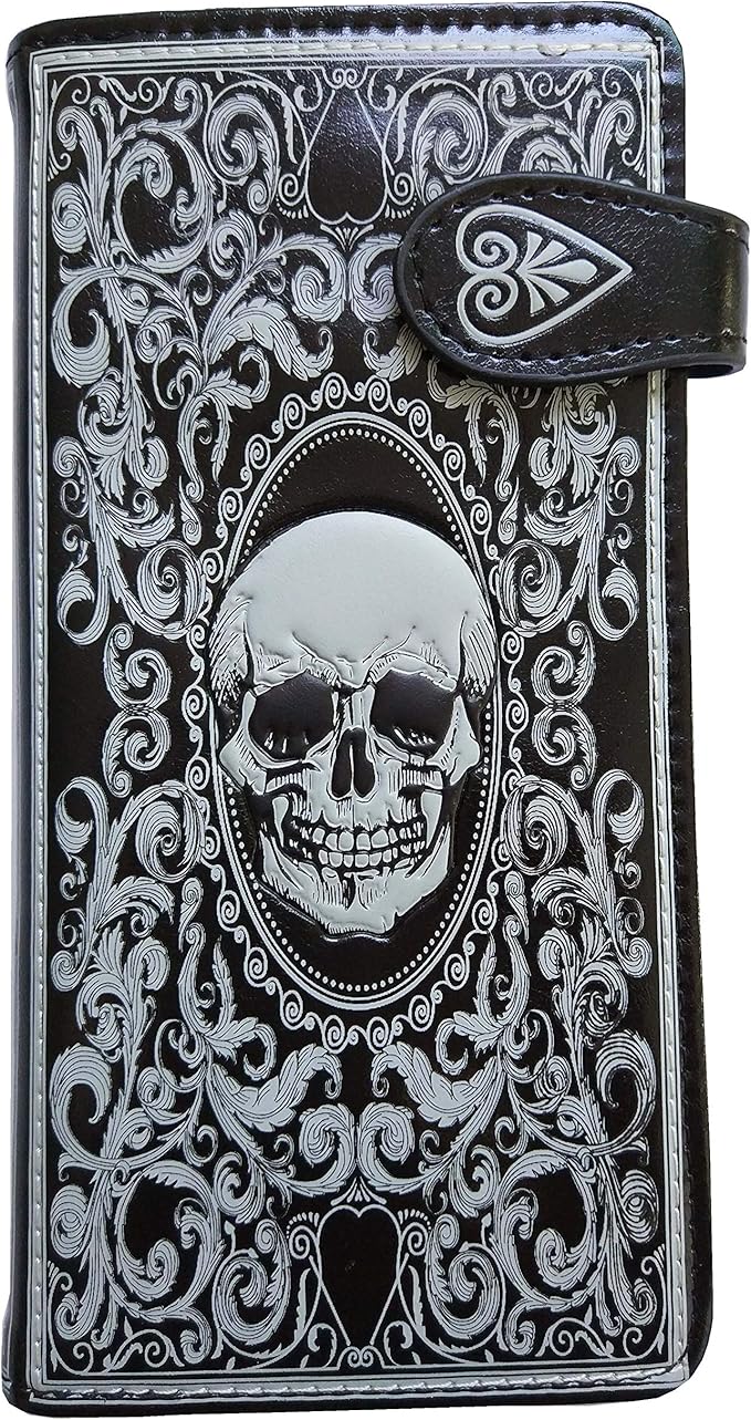 Nemesis Now C3550J7 Skull Tarot Purse 19cm Black, PU, 18.5cm - sugar skull wallets for women