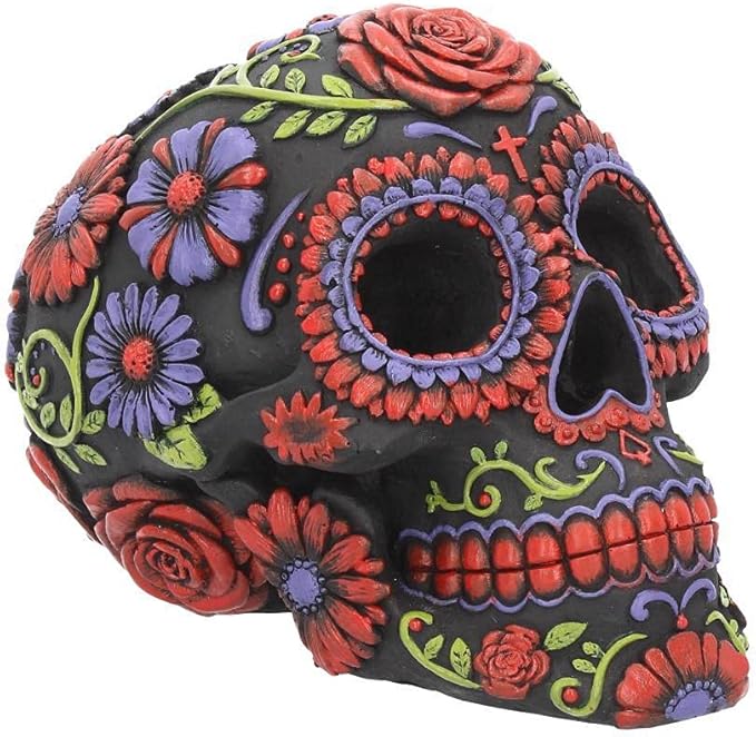Nemesis Now Sugar Blooms Skull Figurine 18cm Black, Resin - sugar skull figurine collectible