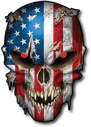 Skull Decal Skull Decal with Red Reflective Eyes – Premium American Flag Sticker for Trucks and Cars – Cool and Unique Sniper Style Military Graphic - sugar skull vinyl sticker