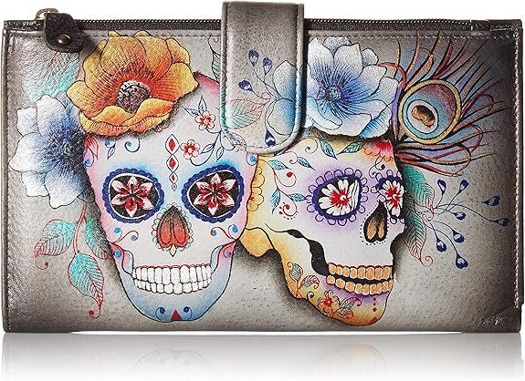 Hand Painted Large Smartphone Case & Wallet Earth Song - sugar skull handbags for sale