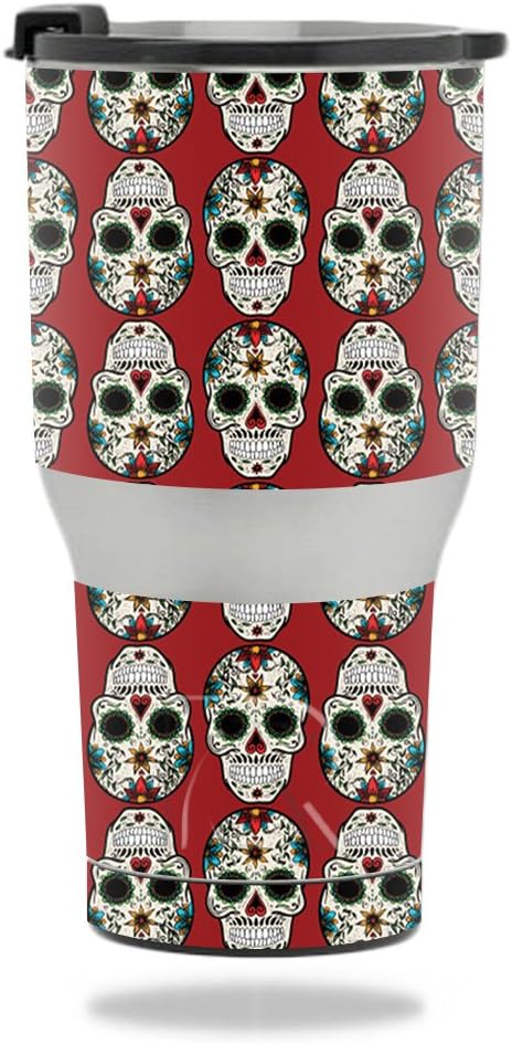 MightySkins Skin Compatible with RTIC Tumbler 20 oz. (2017) - Sugar Skull | Protective, Durable, and Unique Vinyl Decal wrap Cover | Easy to Apply, Remove, and Change Styles | Made in The USA - sugar skull tumbler with straw