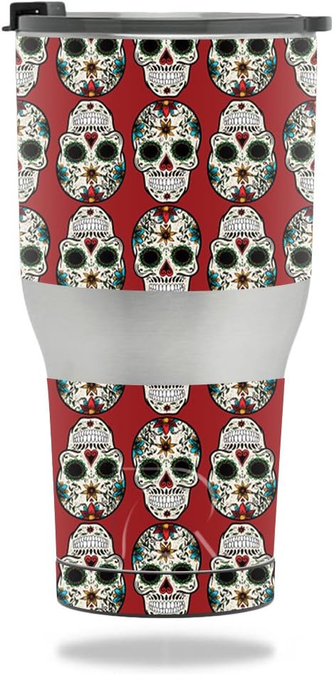 MightySkins Skin Compatible with RTIC Tumbler 30 oz. (2017) - Sugar Skull | Protective, Durable, and Unique Vinyl Decal wrap Cover | Easy to Apply, Remove, and Change Styles | Made in The USA - sugar skull tumbler with straw