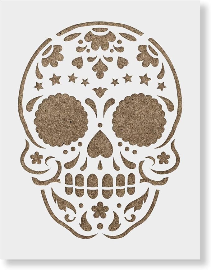 Sugar Skull Starry Stencil - DIY Halloween Craft with Star & Skull Designs - sugar skull canvas wall art