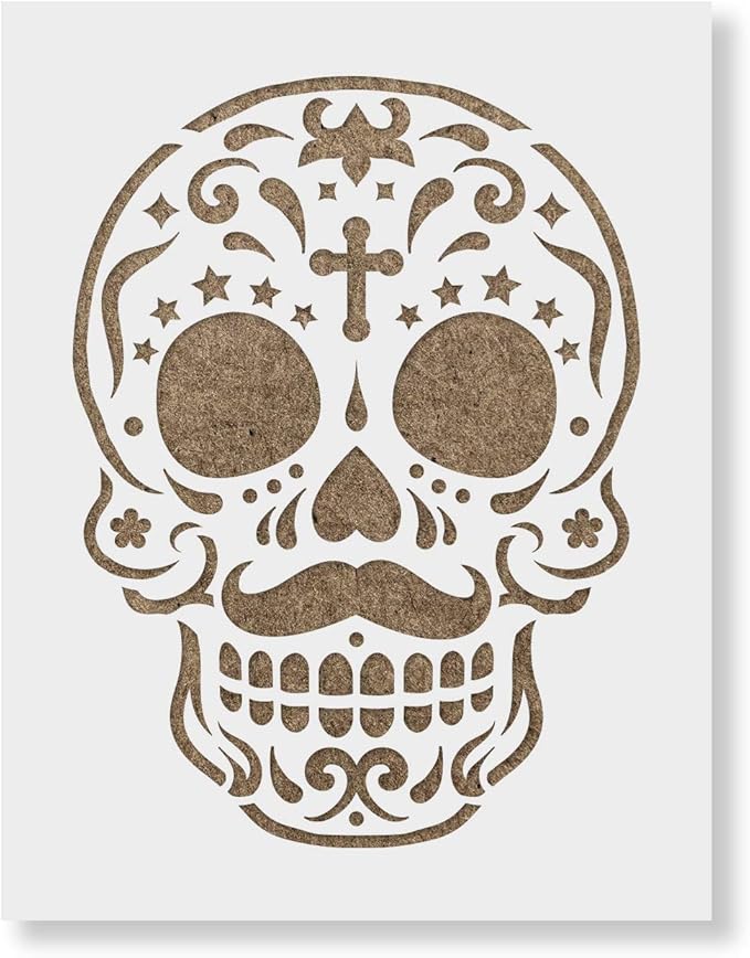 Sugar Skull Gomez Stencil - Halloween Stencils, Spooky Stencils, Art Stencils, Spooky Decor: Perfect for Halloween Crafts - sugar skull canvas wall art