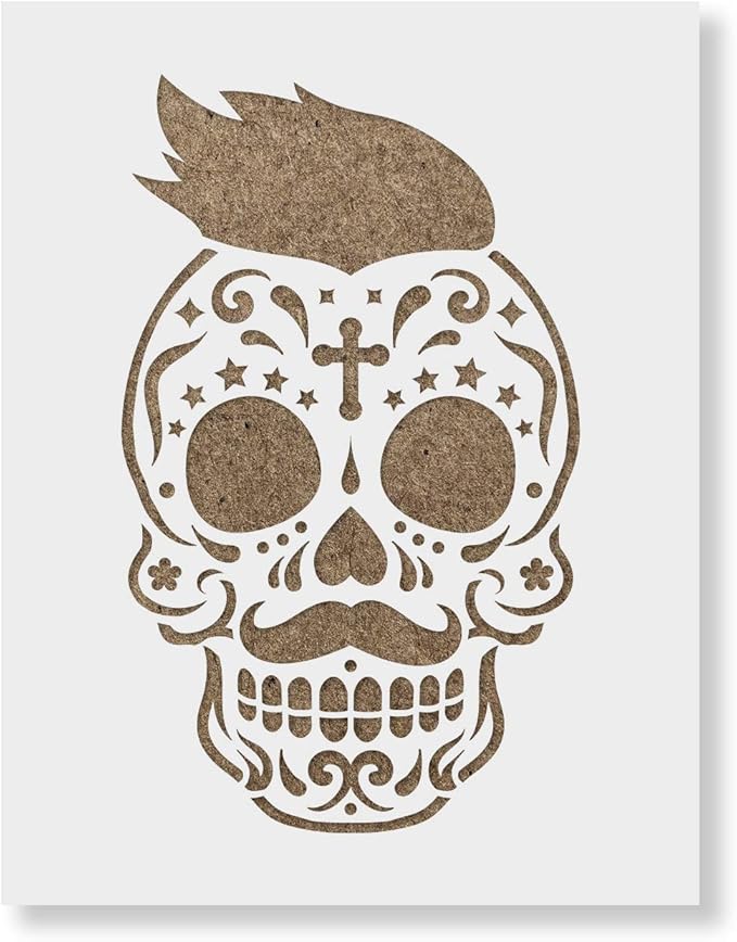 Sugar Skull James Stencil - Halloween Stencils, Halloween Decorations, Pumpkin Stencil, Ghostly Art Projects, Sugar Skull Craft - sugar skull canvas wall art