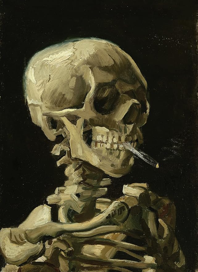 Palace Learning Vincent Van Gogh (Skull with Cigarette, 1885) Art Poster Print - 18 x 24 LAMINATED - Van Gogh Skeleton - sugar skull poster print