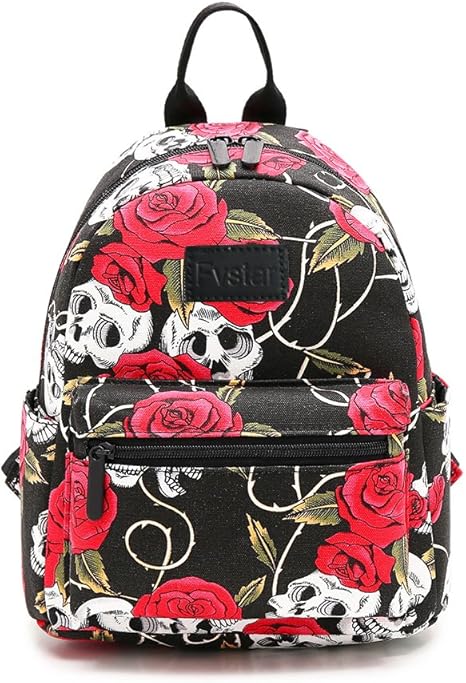 Skull Girls Backpack Purse Mini Women Backpack Teens School Satchel Cute Lightweight Purse Casual Outdoor Travel Daypack for Birthday Gifts - best sugar skull backpack