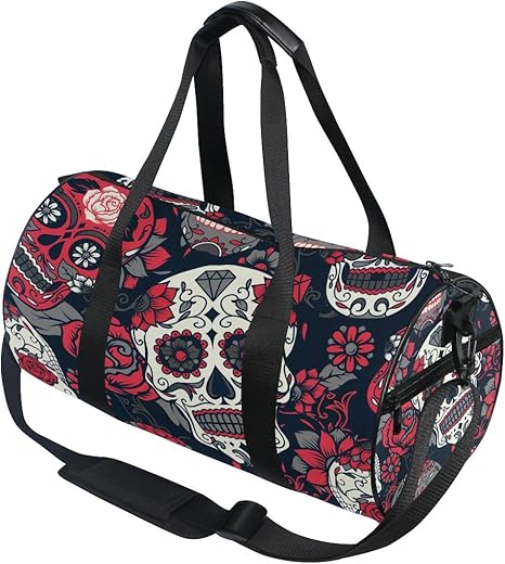 Use4 Sugar Skull Floral Print Retro Travel Duffel Bag Sport Gym Luggage Bag for Men Women - sugar skull handbags for sale