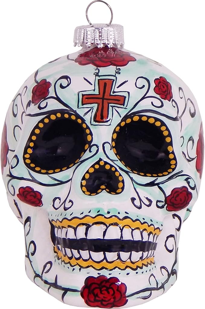 Christmas By Krebs Christmas Tree Ornaments - Figurine Glass from Handcrafted Hanging Holiday Decor for Trees - sugar skull christmas ornament