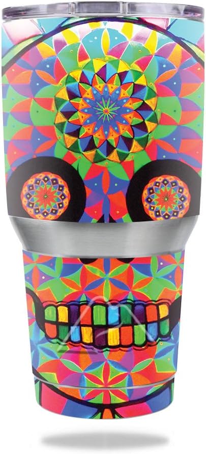MightySkins Skin Compatible with Ozark Trail 30 oz Tumbler - Geo Sugar Skull | Protective, Durable, and Unique Vinyl Decal wrap Cover | Easy to Apply, Remove, and Change Styles | Made in The USA - sugar skull tumbler with straw