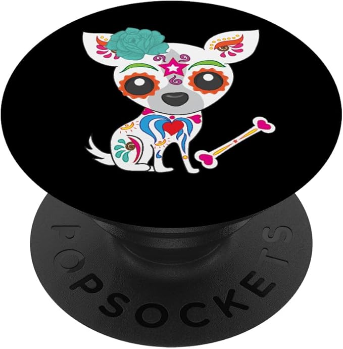 Cute Sugar Skull Chihuahua PopSockets Adhesive PopGrip - sugar skull vinyl sticker