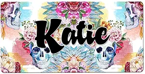 Sugar Skulls Personalized Novelty Car Tag Sign - sugar skull plates set