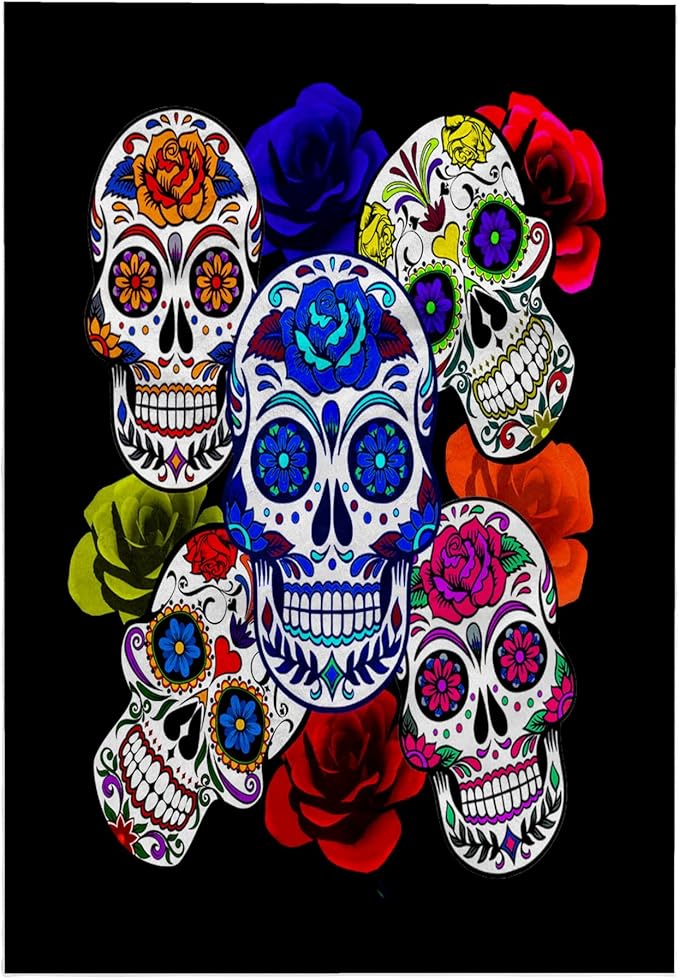 15x22 Hand Towel - Sugar Skulls and Roses Mardi Gras, Halloween, 3drsmm Halloween Designs - sugar skull beach towel