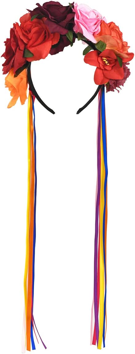 DreamLily Dia de los muertos Day of the dead Headpiece Flower Crown Ribbon Headband Party Costume NC22 - sugar skull flower crown