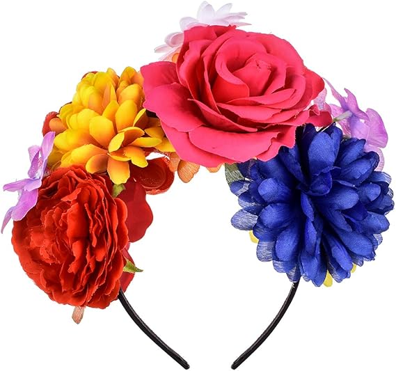 DreamLily Rose Flower Crown Headband HalloweenCinco De Mayo Party Costume Headpiece NC26 - sugar skull flower crown