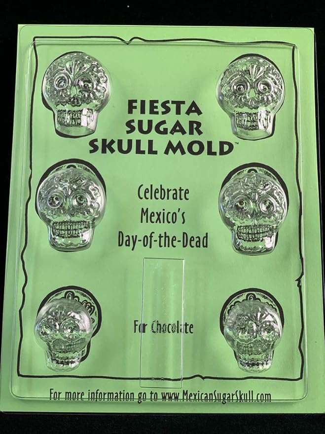 Sugar Skull Chocolate Mold - Fiesta - Candy Making Mold - sugar skull candle holder