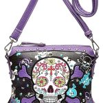 Sugar Skull Day of the Dead Cross Bone Rock Metallic Purse Skeleton Leather Purse Women Crossbody Handbag Shoulder Bag - sugar skull handbags for sale