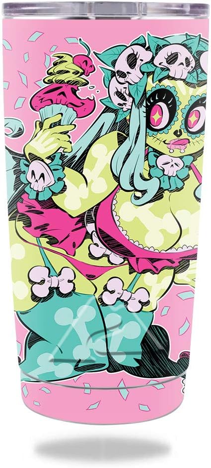 MightySkins Skin Compatible with Ozark Trail 20 oz Tumbler (2016) - Sugar Skull Girl | Protective, Durable, and Unique Vinyl wrap Cover | Easy to Apply, Remove, and Change Styles | Made in The USA - sugar skull tumbler with straw