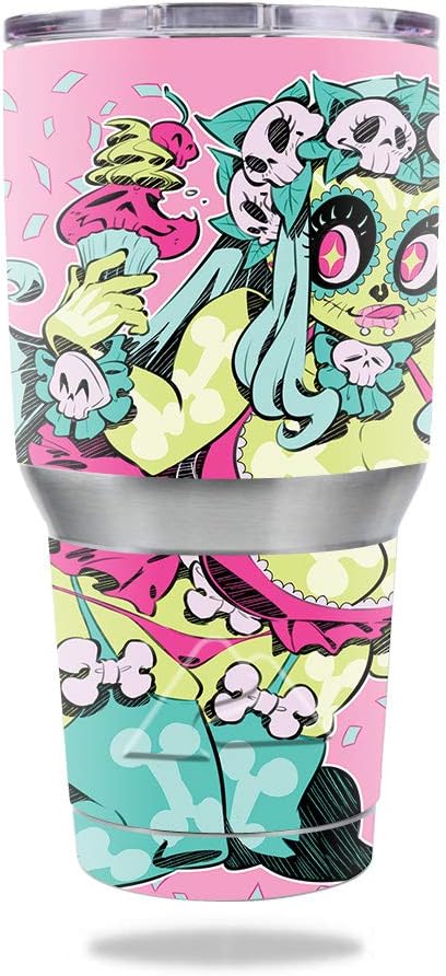 MightySkins Skin Compatible with Ozark Trail 30 oz Tumbler - Sugar Skull Girl | Protective, Durable, and Unique Vinyl Decal wrap Cover | Easy to Apply, Remove, and Change Styles | Made in The USA - sugar skull tumbler with straw