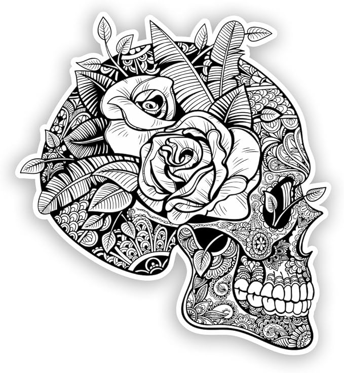 Sugar Skull Mexico Festival Day of The Dead Vinyl Sticker Decal Laptop Car Bumper Sticker Travel Luggage Car Sign Fun 5" - sugar skull vinyl sticker