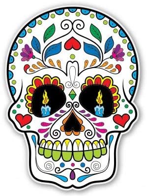 Sugar Skull Dia de Los Muetros Vinyl Sticker - Car Phone Helmet Bumper Sticker Decal - sugar skull vinyl sticker