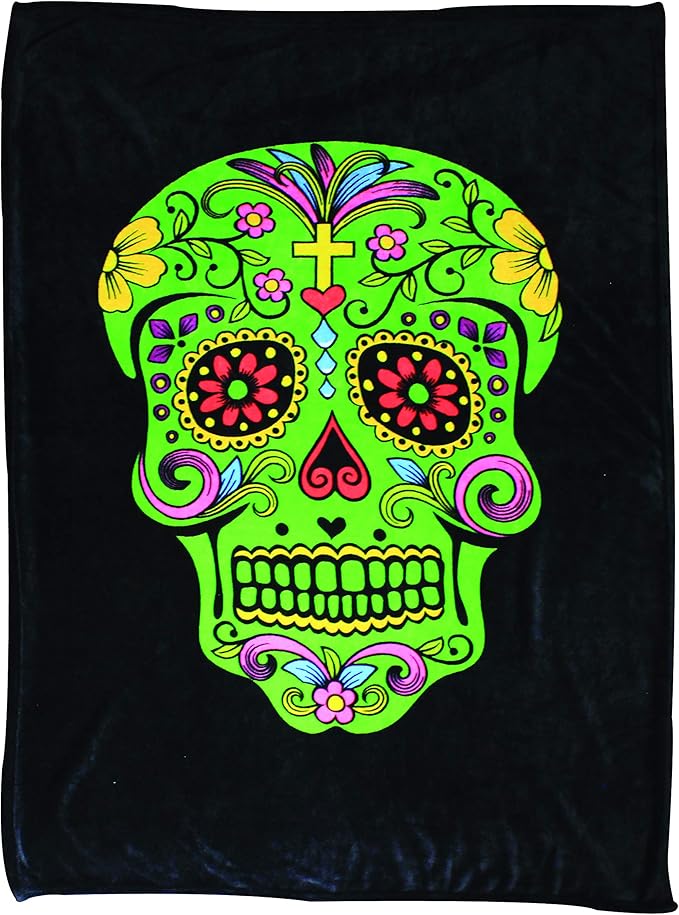 45" X 60" Sugar Skull Day of The Dead Super Soft Fleece Blanket - sugar skull throw blanket