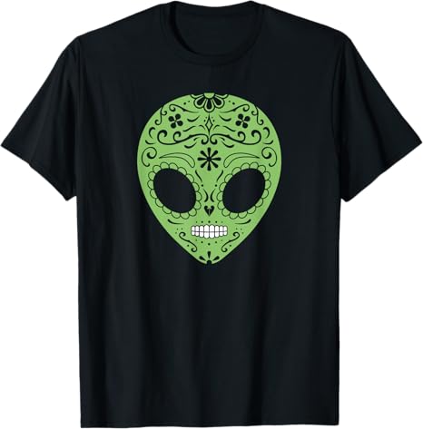 Alien Head Shirt Sugar Skull - sugar skull t-shirt womens