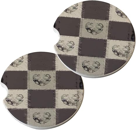 Obey Sugar Skull - Absorbant Sandstone Car Drink Coaster Set (Set of 2 car Coasters) - sugar skull coasters set
