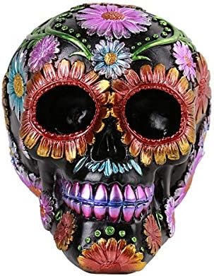 Pacific Giftware Day of The Dead Floral Skull Home Tabletop Decorative Resin Figurine - sugar skull garden decor