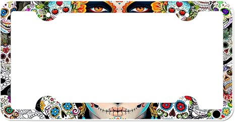 Sugar Skull License Plate Frame - sugar skull plates set