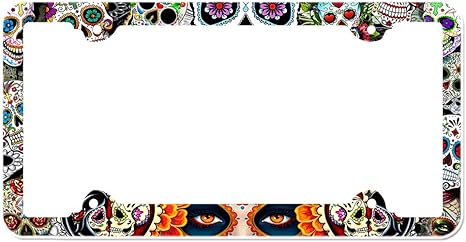 Sugar Skull License Plate Frame - sugar skull plates set