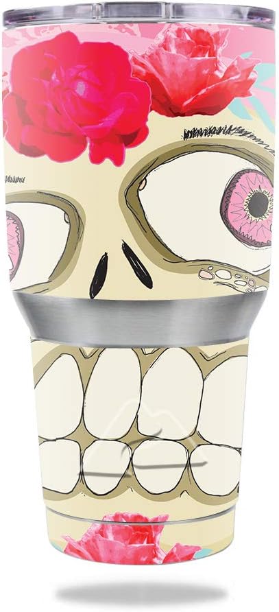 MightySkins Skin Compatible with Ozark Trail 30 oz Tumbler - Happy Sugar Skull | Protective, Durable, and Unique Vinyl Decal wrap Cover | Easy to Apply, Remove, and Change Styles | Made in The USA - sugar skull tumbler with straw