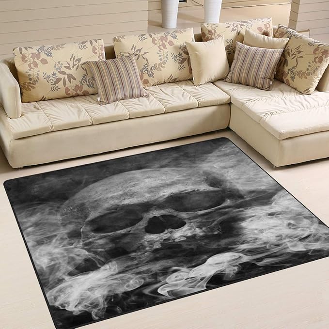 ALAZA Smoke Sugar Skull Area Rug Rugs for Living Room Bedroom 4'10" x 6'8" - sugar skull area rug