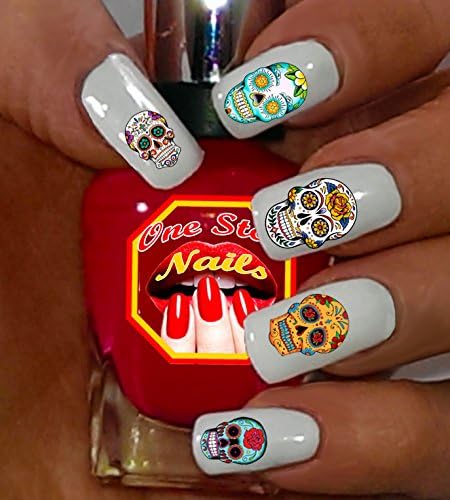 Sugar Skull Waterslide Nail Decals by One Stop Nails V1. - sugar skull nail art
