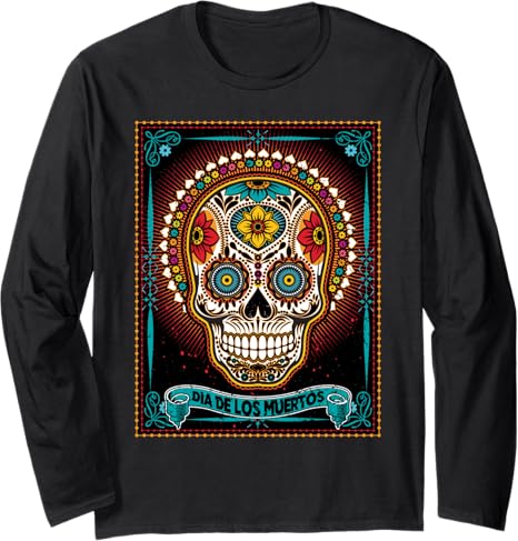 Wicked Pretty - sugar skull long sleeve shirt mens