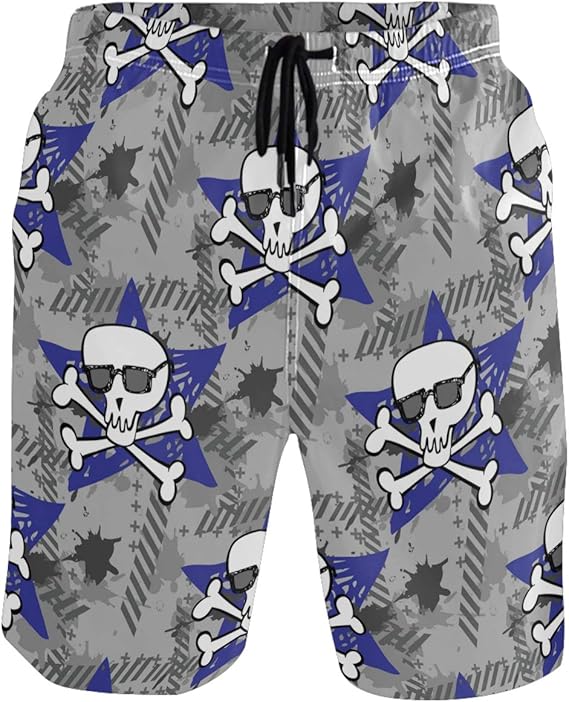 visesunny Men's Novelty Beach Shorts Quick Dry Swimwear Sports Running Swim Board Shorts - sugar skull wine glass