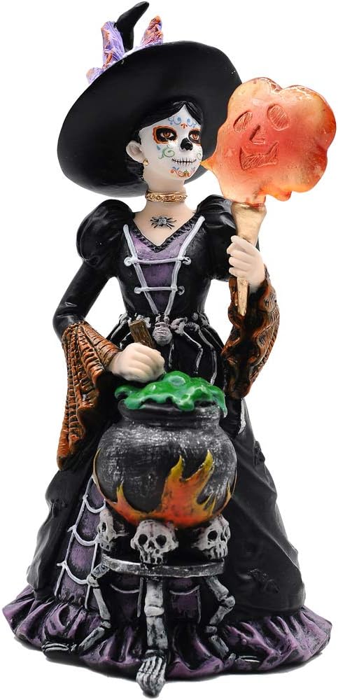 Comfy Hour Fairyland Collection 8"", Witch from The Day of The Dead, La Calavera Catrina, Día de Muertos, Halloween Figurine, Halloween Sugar Skull Decor, Polyresin - sugar skull garden decor