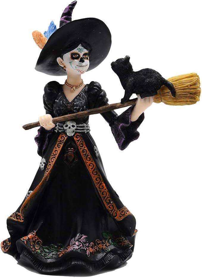 Comfy Hour Fairyland Collection 8"" Witch from The Day of The Dead, La Calavera Catrina, Día de Muertos, Halloween Figurine, Halloween Sugar Skull Decor, Polyresin - sugar skull figurine collectible