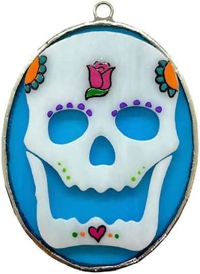 Glass Cover: Sugar Skull (Hand Painted/Gift/Stained Glass/Home Decor/Day of The Dead) - sugar skull table lamp