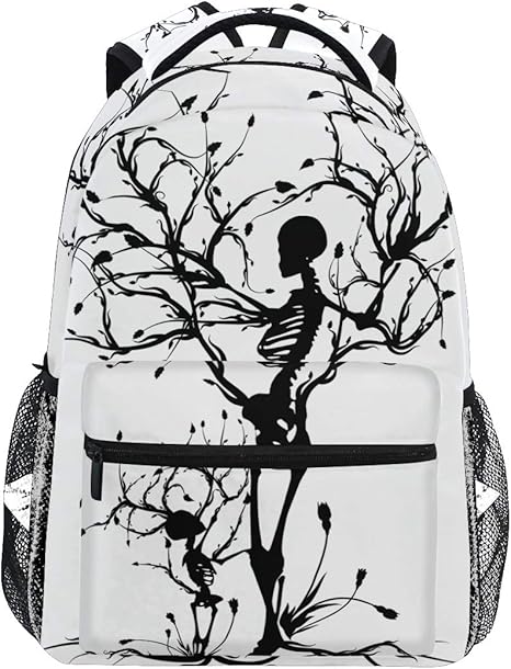 Backpack Black Day Of The Dead Skull Pattern Adults School Bag Casual College Bag Travel Zipper Bookbag Hiking Shoulder Daypack for Women Men - best sugar skull backpack