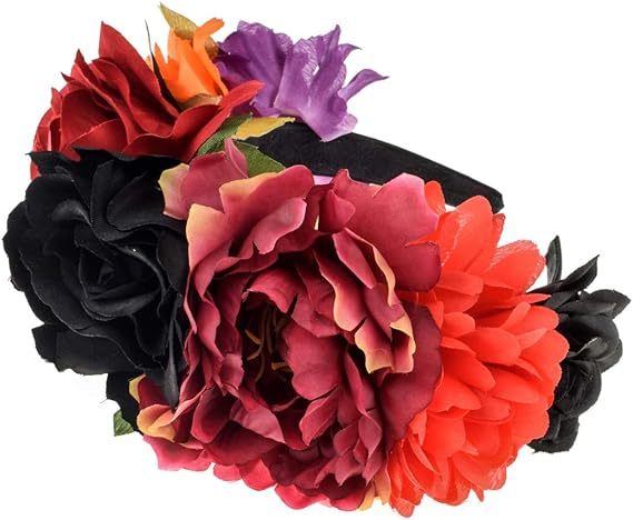 Vividsun Rose Flower Crown Day of The Dead Floral Crown - sugar skull flower crown