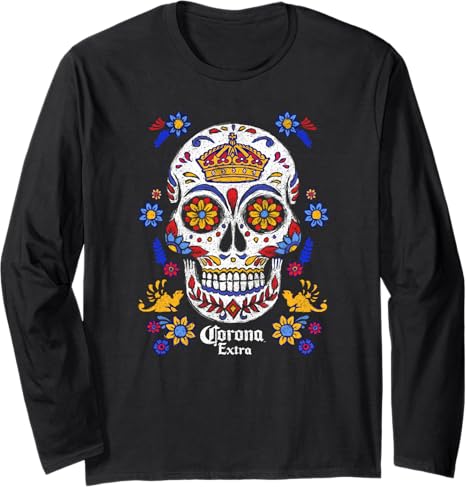 Corona Extra - sugar skull long sleeve shirt mens