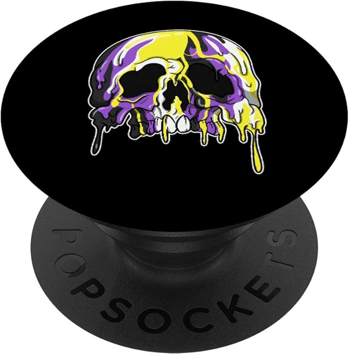 Non Binary LGBTQ Candle Sugar Skull Pocket Gay Pride PopSockets Grip and Stand for Phones and Tablets - sugar skull candle holder