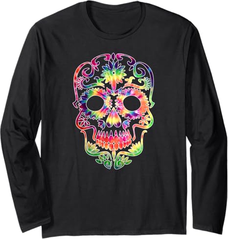 Retro Day of The Dead Shirts & Stuff - sugar skull long sleeve shirt mens