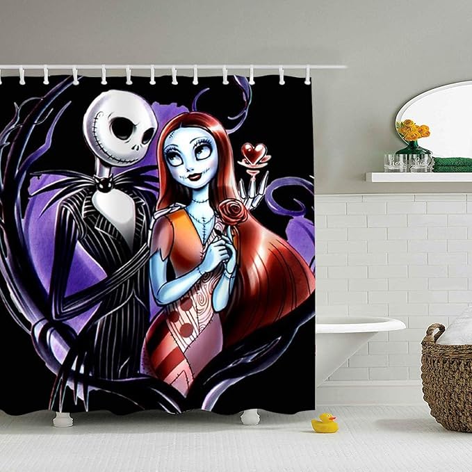 Halloween Art Microfiber Shower Curtain, 65 x 72 inch - sugar skull shower curtain set