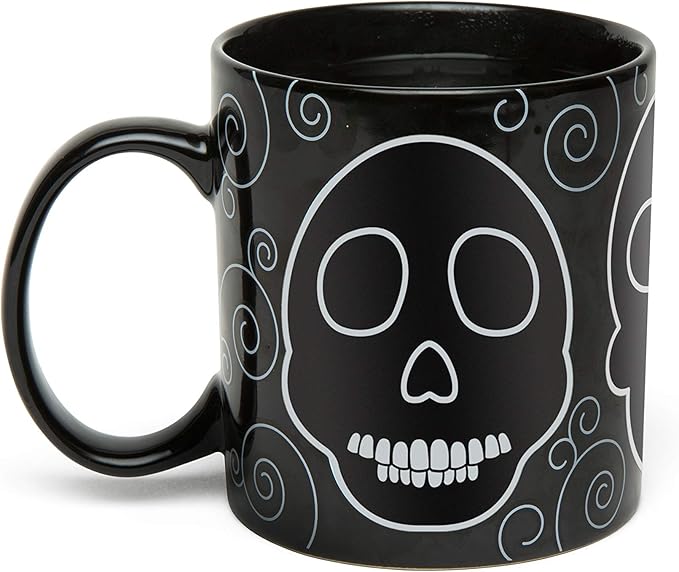 BigMouth Inc. Sugar Skull Heat Color Changing Coffee Mug – Large 20 oz Ceramic Coffee Cup – Changes Colors When Hot – Perfect for Home or Office, Makes a Great Gift - sugar skull coffee cup