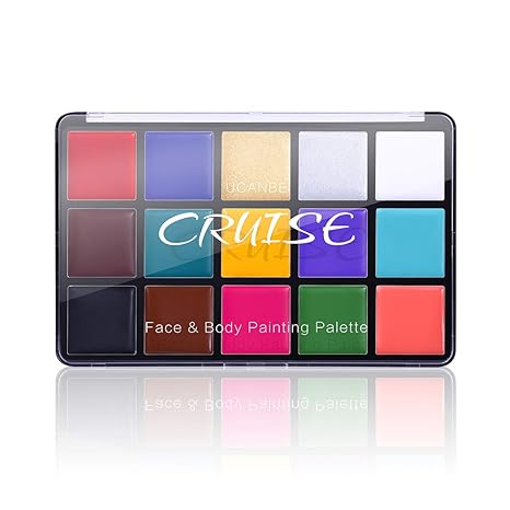 UCANBE Face Body Paint Oil, Professional 15 Colors FX Makeup Palette- Non Toxic Hypoallergenic Safe Facepaint for Halloween, Cosplay Costumes, Parties and Festivals - sugar skull makeup kit